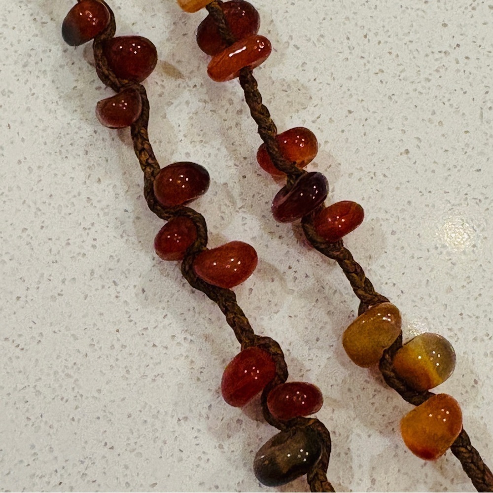 Chan Luu 40.5" Leather Cinnamon Agate Beaded Necklace Boho Layering Gemstone - Picture 9 of 14